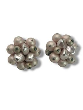 Mid Century Vintage Faux Pearl clip on Earrings